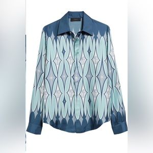 Amiri Argyle Monogram Silk Button-Up Shirt